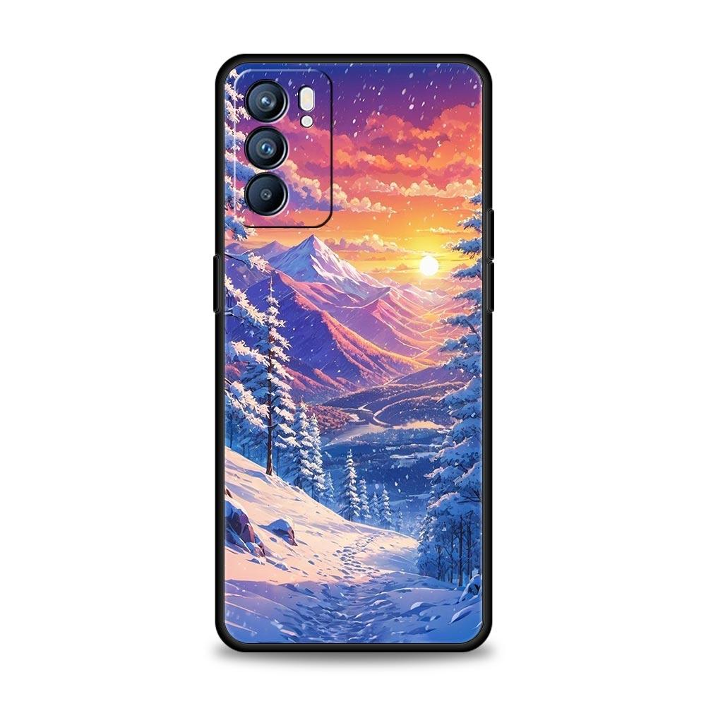 Чехол Landscape Winter Light Snow для Oppo Reno13 Reno12 Reno11 F Reno10 Pro A54 5G Find X5 A53 A52 A9 A17 4G A79 A80 A98