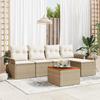 VidaXL 6-Piece Garden Sofa Set with Beige Cushion Poly Rattan Acacia 3347316