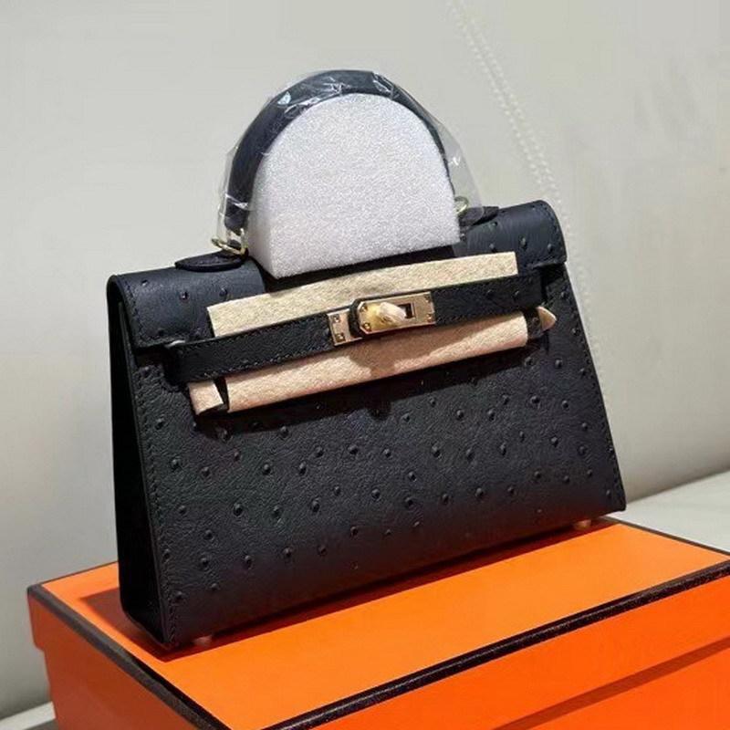 2026 Новая женская кожаная сумка первый слой рисунок страуса коровья кожа первое и второе поколение портативная на одно плечо через плечо женская сумка