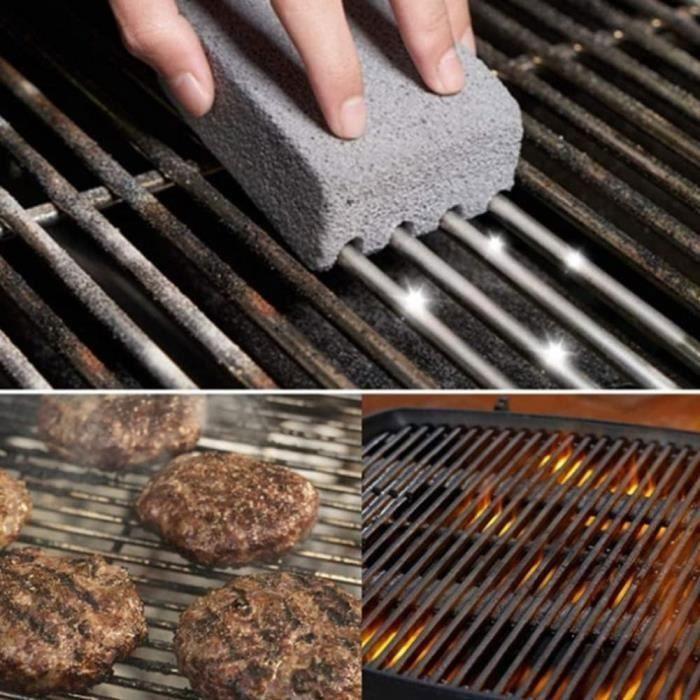 Bloc nettoyage pierre ponce - AUTREMENT - 4 pièces - Blanc/Gris - Pour grilles de barbecue - Multi-usages