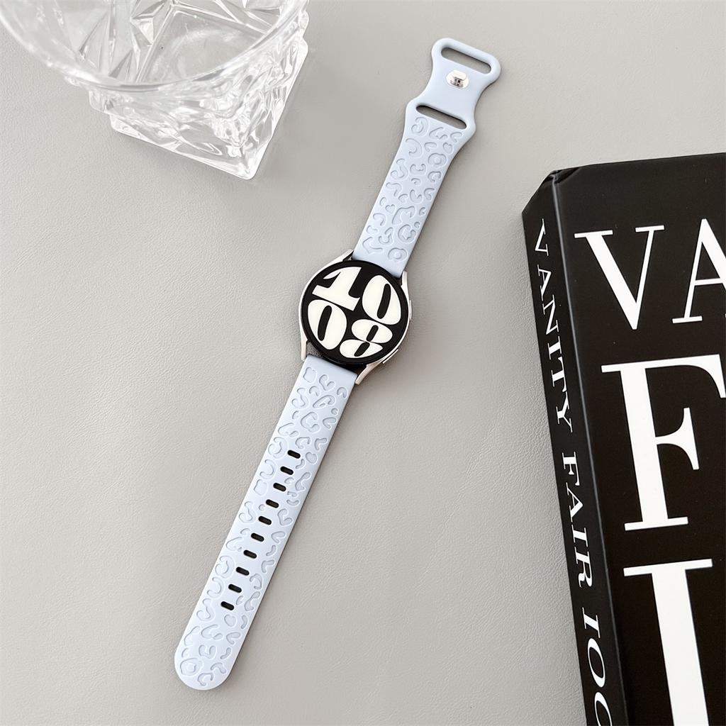 Ремешок с леопардовой гравировкой 20 мм, 22 мм для Samsung Galaxy Watch 6, 5, 4, 40 мм, 44 мм, силиконовый милый ремешок Gear S3 6, классический, 43 мм, 47 мм, Active 2