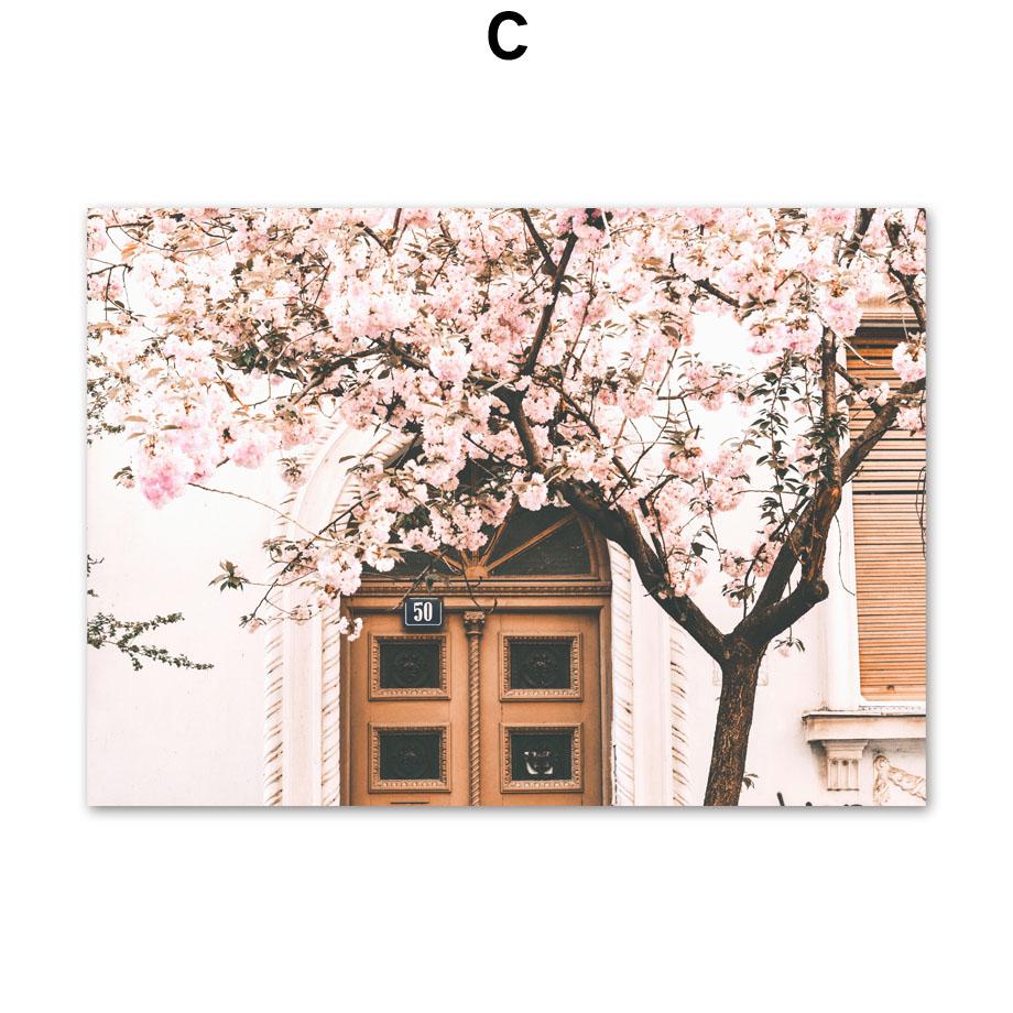 Santorini Greece Island Aegean Sea Sakura Wall Art Canvas Painting Nordic Posters And Prints Wall Pictures For Living Room Decor