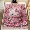 1 шт. Розовое фланелевое одеяло Hello Kitty с принтом, Высококачественное, Для всех сезонов, Декор для дома, Тепло и комфорт, Идеально для рождественских подарков