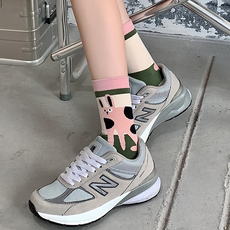 Japanese Style Cartoon Kitten Mid-Calf Socks, Women's Graffiti Sport, Spring/Autumn Korean College Fashion