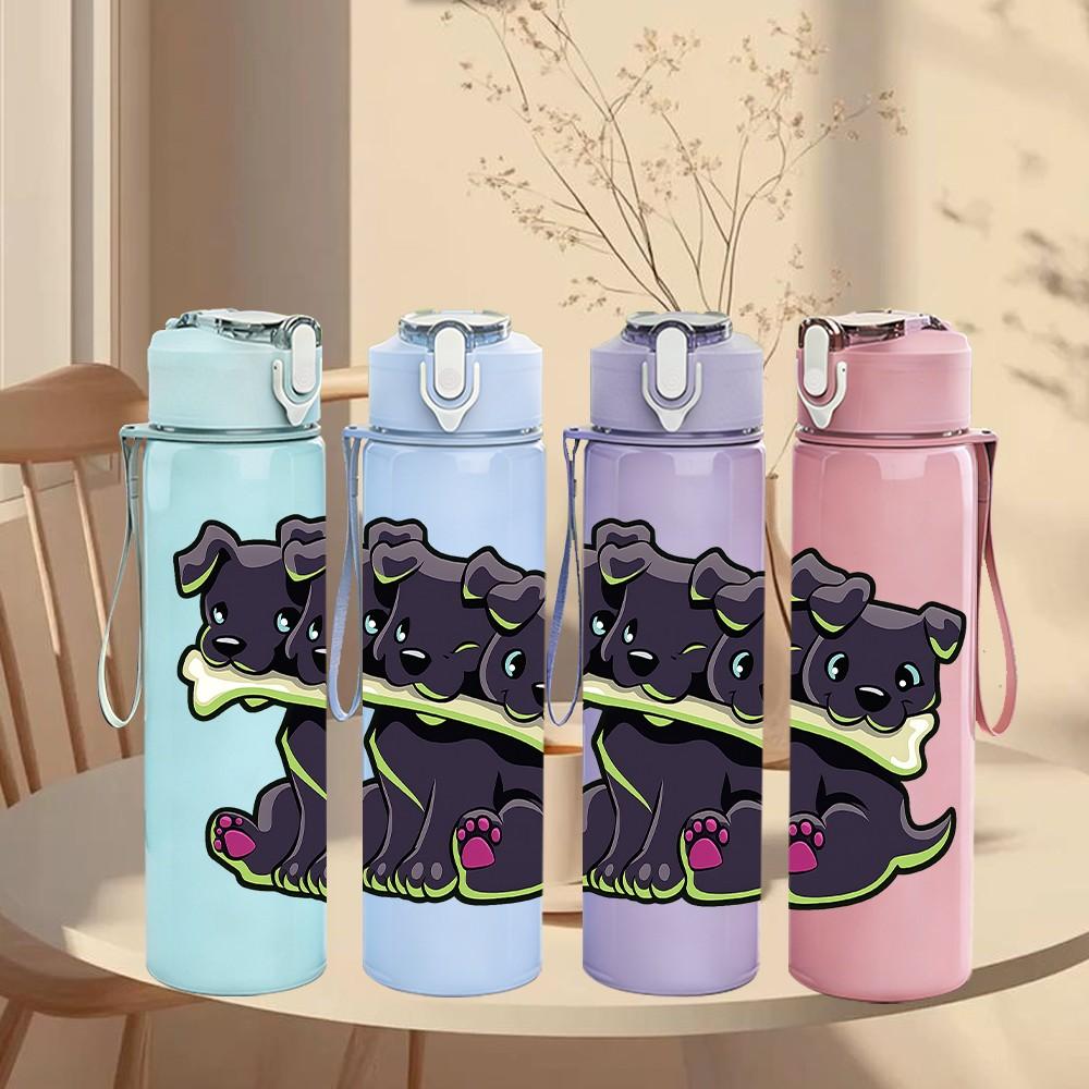 1PC Green Monster Funny Cartoon Print 750ml Color Plastic Sports Water Bottle Leakproof Flip Straw Lid Suitable for Sports Office Home Use