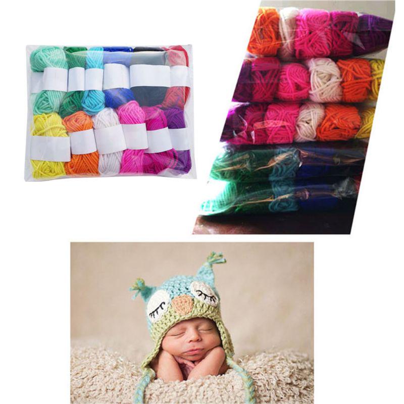 12 разных цветов детская шерстяная пряжа для самостоятельного вязания крючком из акрилового волокна