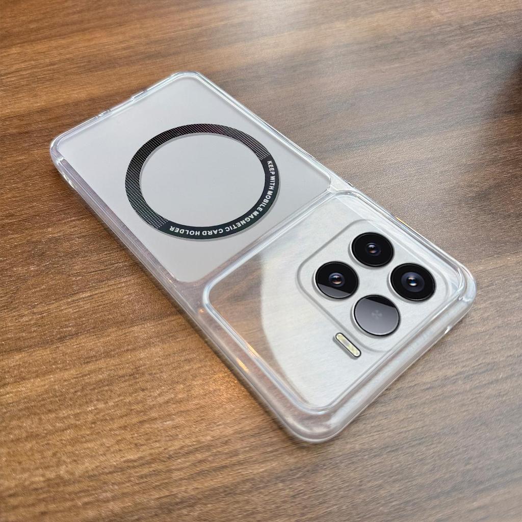 Чехол для Xiaomi 15 с беспроводной зарядкой, магнитным кольцом, защитой от отпечатков пальцев, матовое покрытие