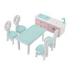 Wooden Dollhouse Furniture Set 4 Chairs 1 Table 2 Drawers Small Dollhouse Miniature Pretend Play