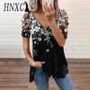 Women's Fashion Casual Summer Floral Print Short Sleeve V-Neck Blouses & Shirts