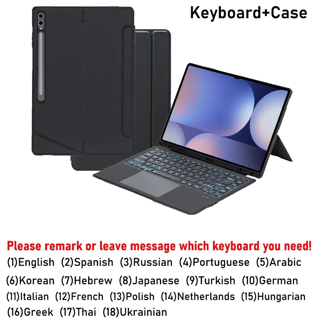 Detachable Keyboard Case For Samsung Galaxy Tab S10 Plus 12.4/S10 Ultra 14.6,Backlit Keyboard Cover For Samsung Tab S9 S8 S7/A9+