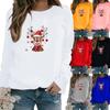 Winter Women's Casual Long-sleeved Santa Claus Print Sweatshirt Ladies Round Neck Loose T-shirt Plus Size Tops Long Sleeved Sweater
