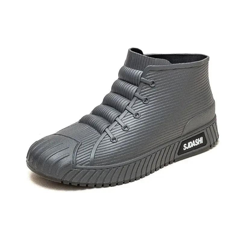 Мужская обувь из ПВХ, износостойкая, водонепроницаемая и нескользящая, мужские резиновые сапоги, дождливый день, без шнуровки, галоши для города, широкие носки, новые