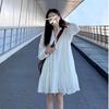 Bohemian ethnic style medium and long white dress, looking for that lace hollow fairy skirt tide