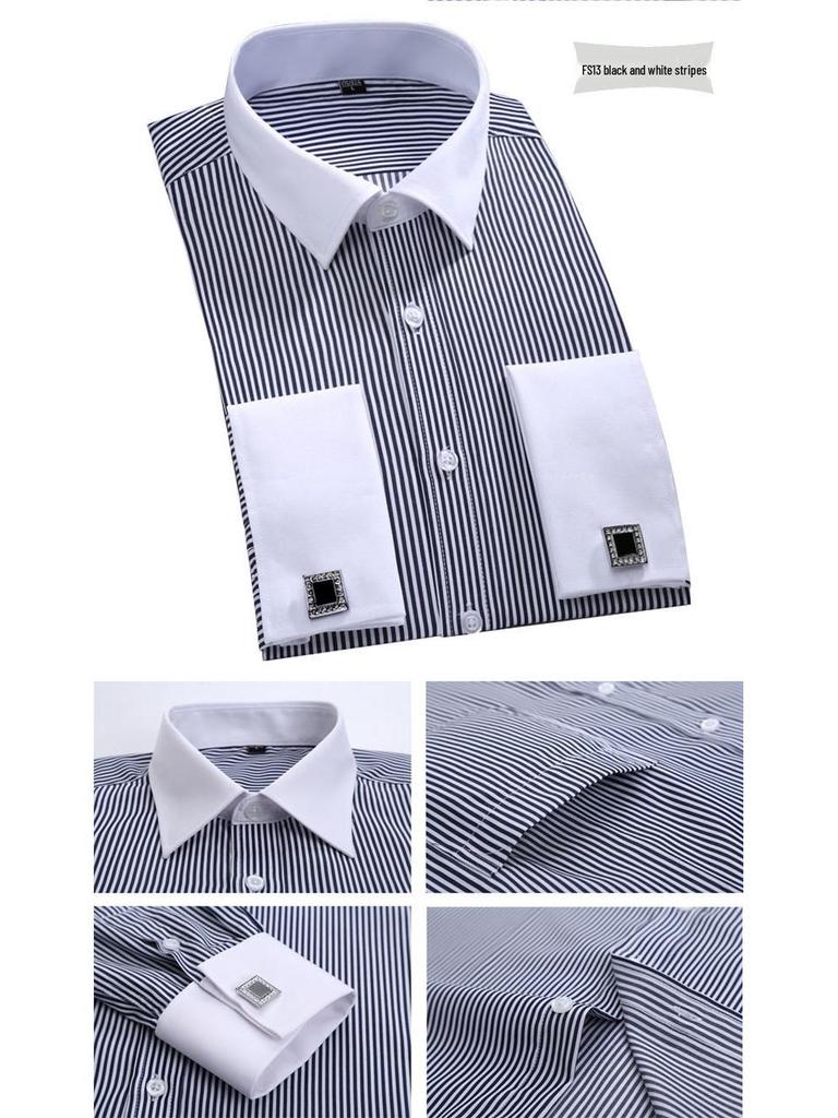 2018 Новое поступление Мужская рубашка больших размеров с французскими манжетами, длинным рукавом, деловая, с вышитым логотипом на заказ