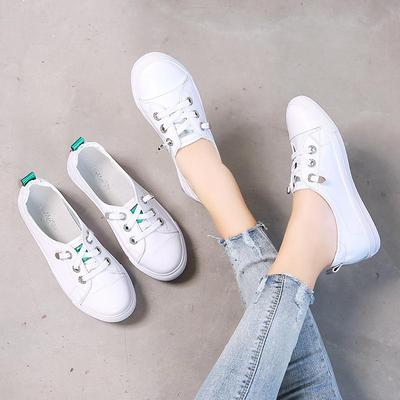 Женские белые балетки из натуральной кожи - корейский стиль 2023. Универсальная, трендовая, повседневная обувь больших размеров для весны/лета.