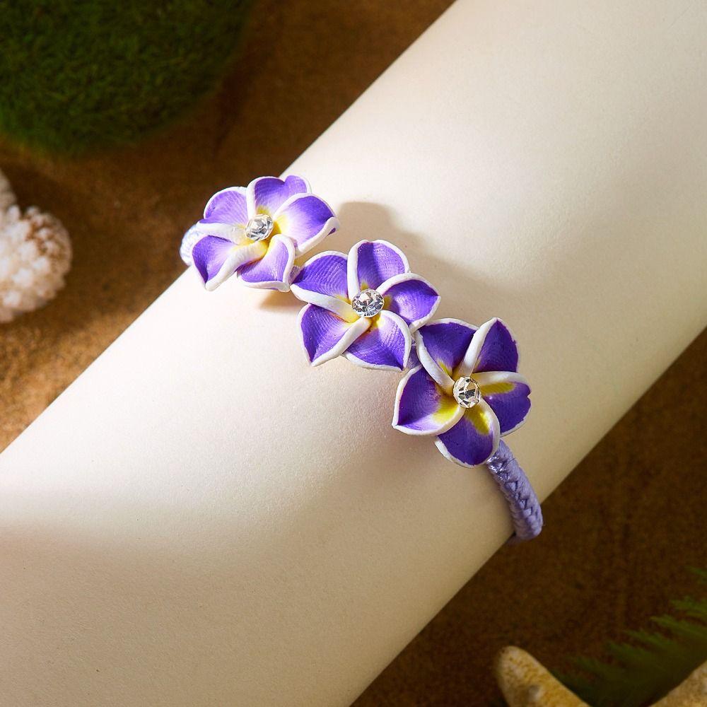 Boho Polymer Clay Braid Rope Bracelet Rhinestone Bohemian Beach Jewelry Party Jewelry