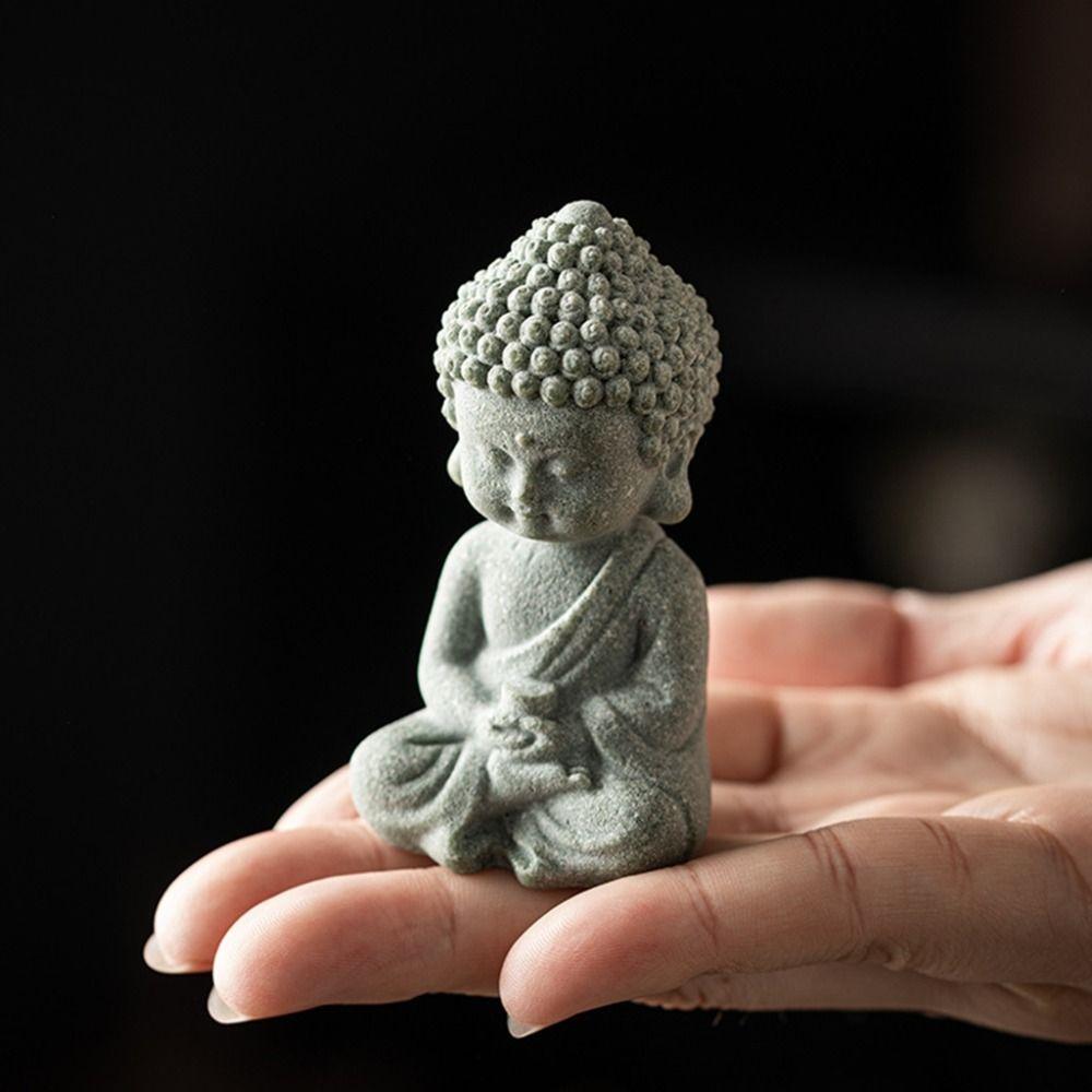 Sandstone Aquarium Buddha Statues Mini Dolls Buddha Statue Little Monk Figurine Car Dashboard