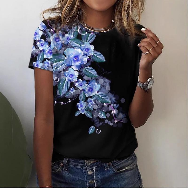 Женская футболка с коротким рукавом, весна-лето, с 3D цифровой печатью, повседневная, универсальная, свободного кроя, для женщин, рубашка