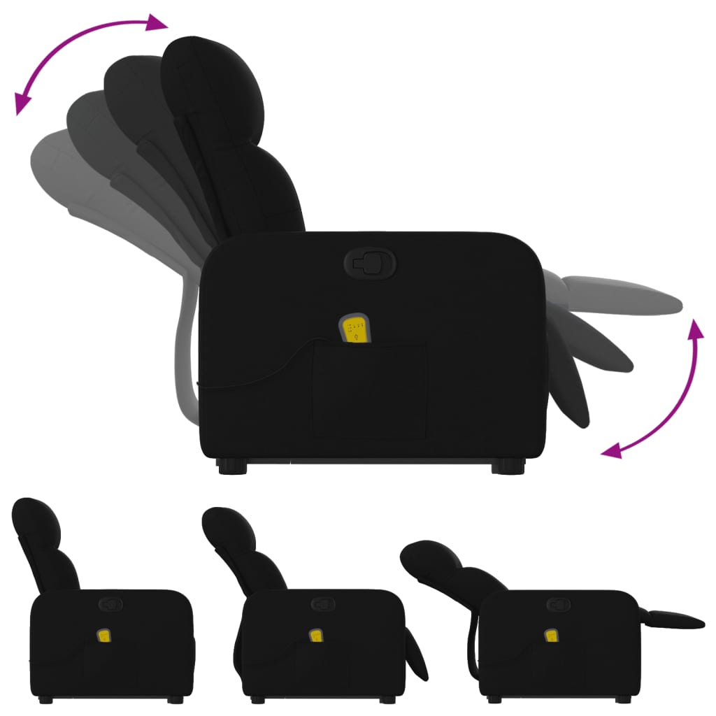 Massage Recliner with Rising Aid Black Fabric