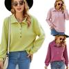 Women's Long Sleeve Pullover Solid Color Lapel Sweatshirt Casual Loose Top