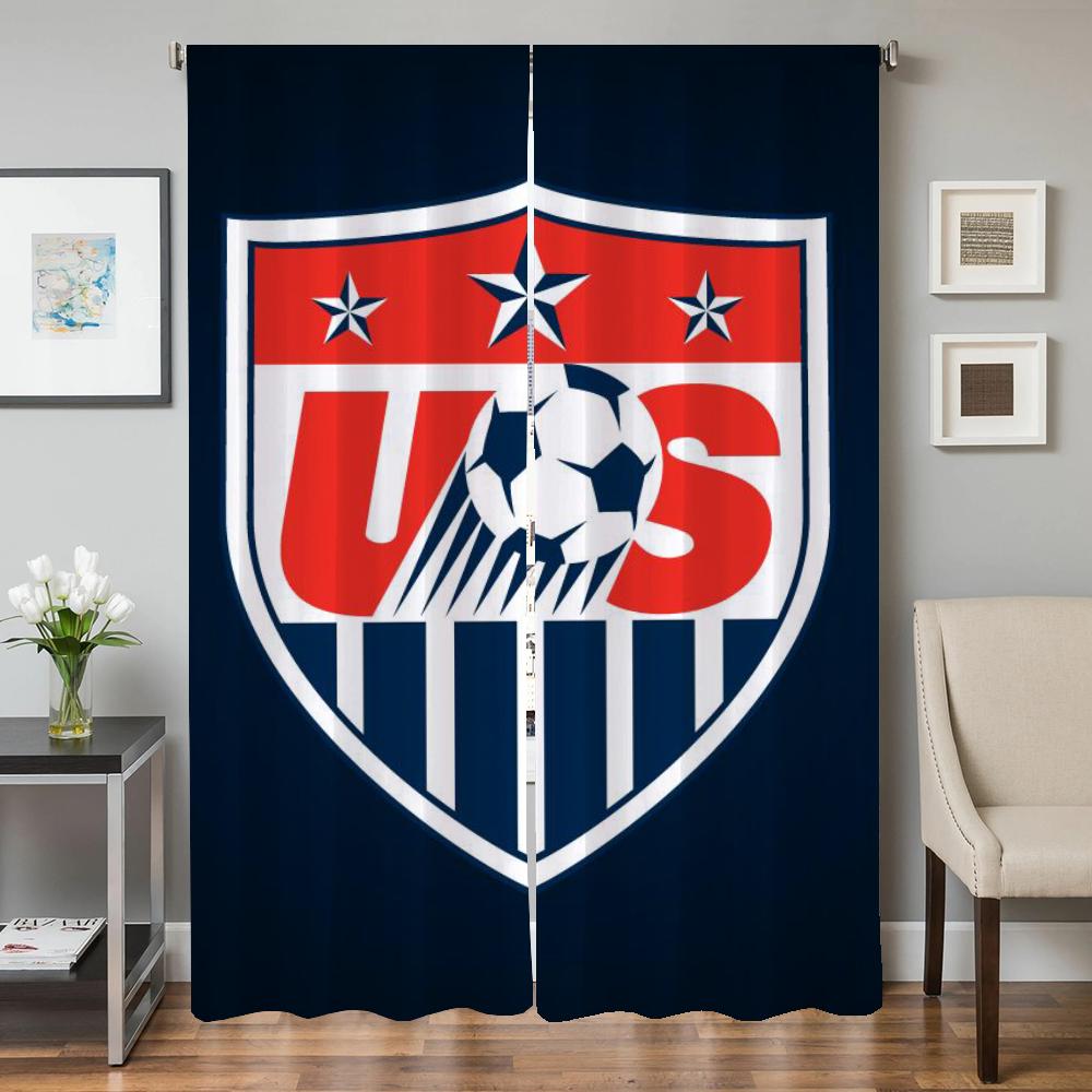 Оконные кухонные шторы для гостиной 2 штуки Блэкаут шторы Дверная штора США Национальная команда Украшение спальни Перегородка