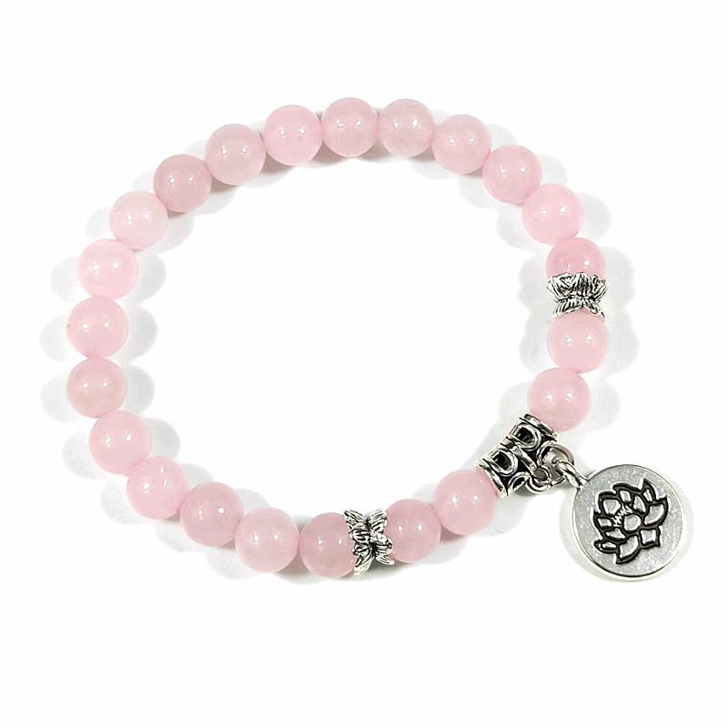 Модный браслет из розового кварца, хрустальные бусины, браслеты, эластичные подвески из натурального камня, браслеты, исцеляющие женские украшения, подарок Рейки