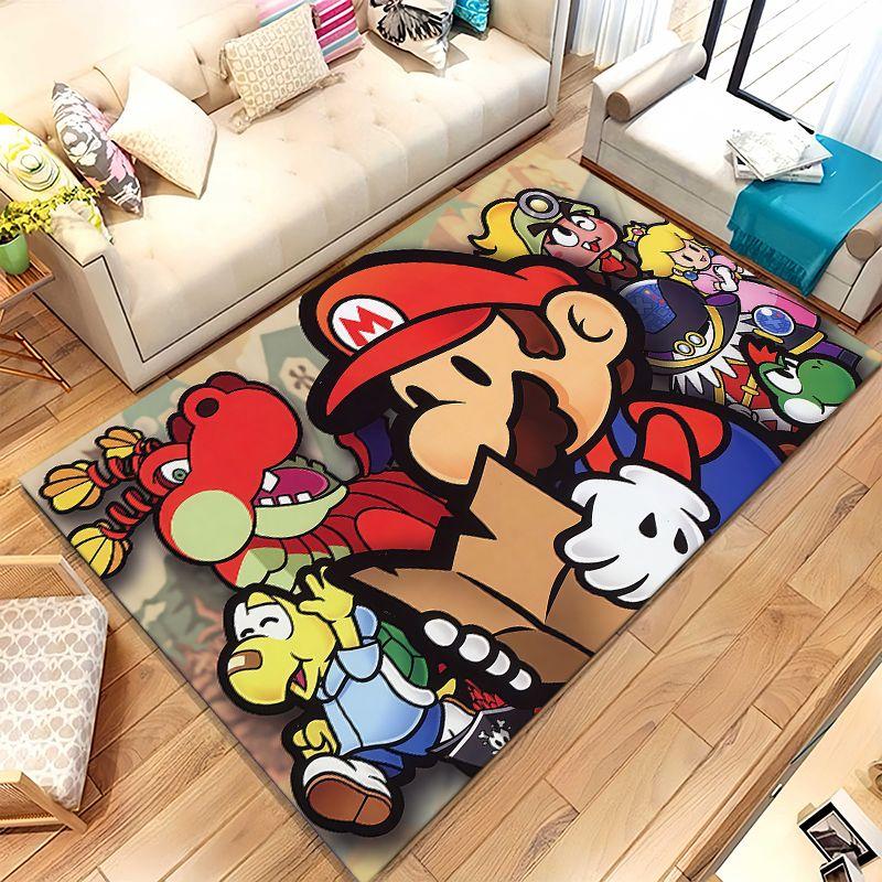 Mushroom Star M-Mario Bros Cartoon Game Soft Non-Slip Area Rug for Living Room,Bedroom Playroom Carpet Mat for Sofa,Home Decor