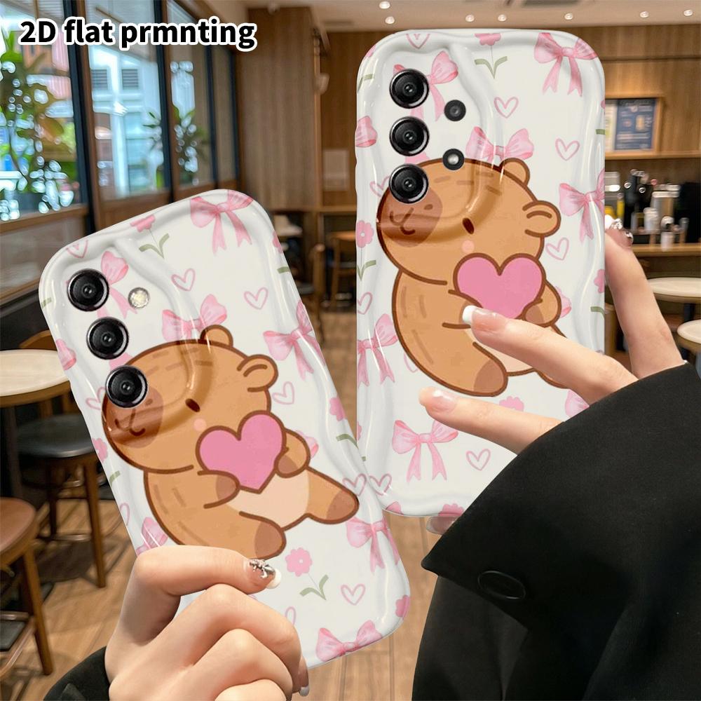 Phone Case: 2D Flat Samsung Galaxy A34 A35 S20 S22 S21 FE Plus Ultra Protective Case, Pink Floral Capybara, Christmas and Halloween Gift