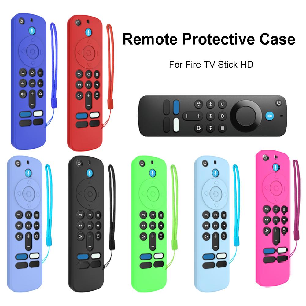 Silicone Remote Case Anti-Slip Protective Cover with Lanyard Protective Controller Sleeve Skin Remote Cover for Fire TV Stick HD