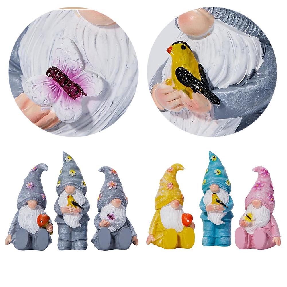 3Pcs Resin Garden Gnome Statue Outdoor Gnome Ornament Garden Gnome Statue Set for Patio Lawn Yard Home Tabletop Decoration