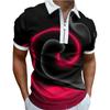 Casual Lapel T-shirt Young Men's Fashion Zipper T-shirt Short Sleeve T-shirt Men's 3D Purple Veins Print T Shirt