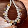 Shining Pearl Beaded Necklace Dopamine Style Pearl Choker Jewelry Colored Zircon Necklace Women