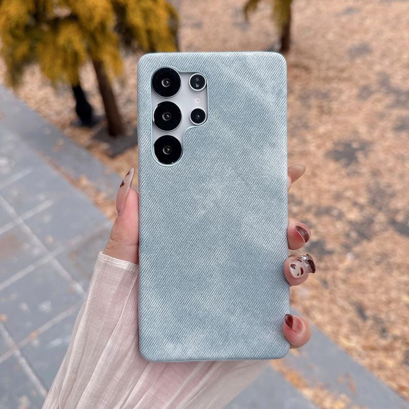 Cowboy Jeans Fabric Armor Frameless Case For Samsung S25 S24 S23 S22 Ultra Coque Candy Denim Protective Hard Phone Cover
