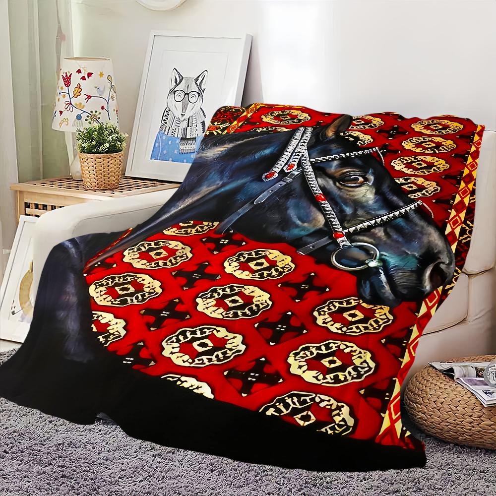 Blanket For Soft Throw Horse Blanket for Picnic Pattern Fashion Bed Sofa Retro Home Bedroom Cozy Warm Comfortable
