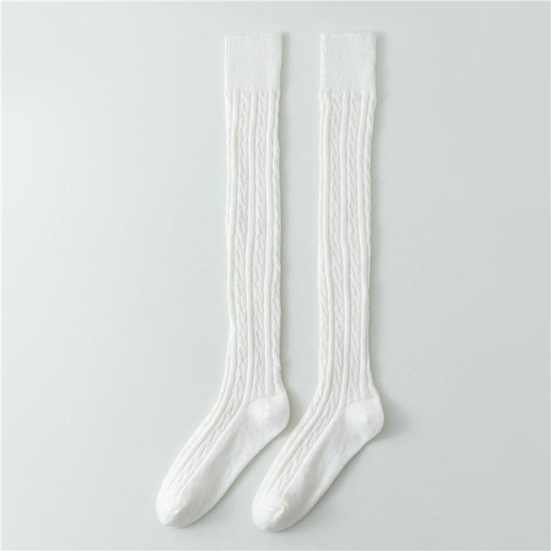 Осенне-зимние утолщенные чулки выше колена женские японские однотонные высокие носки в студенческом стиле