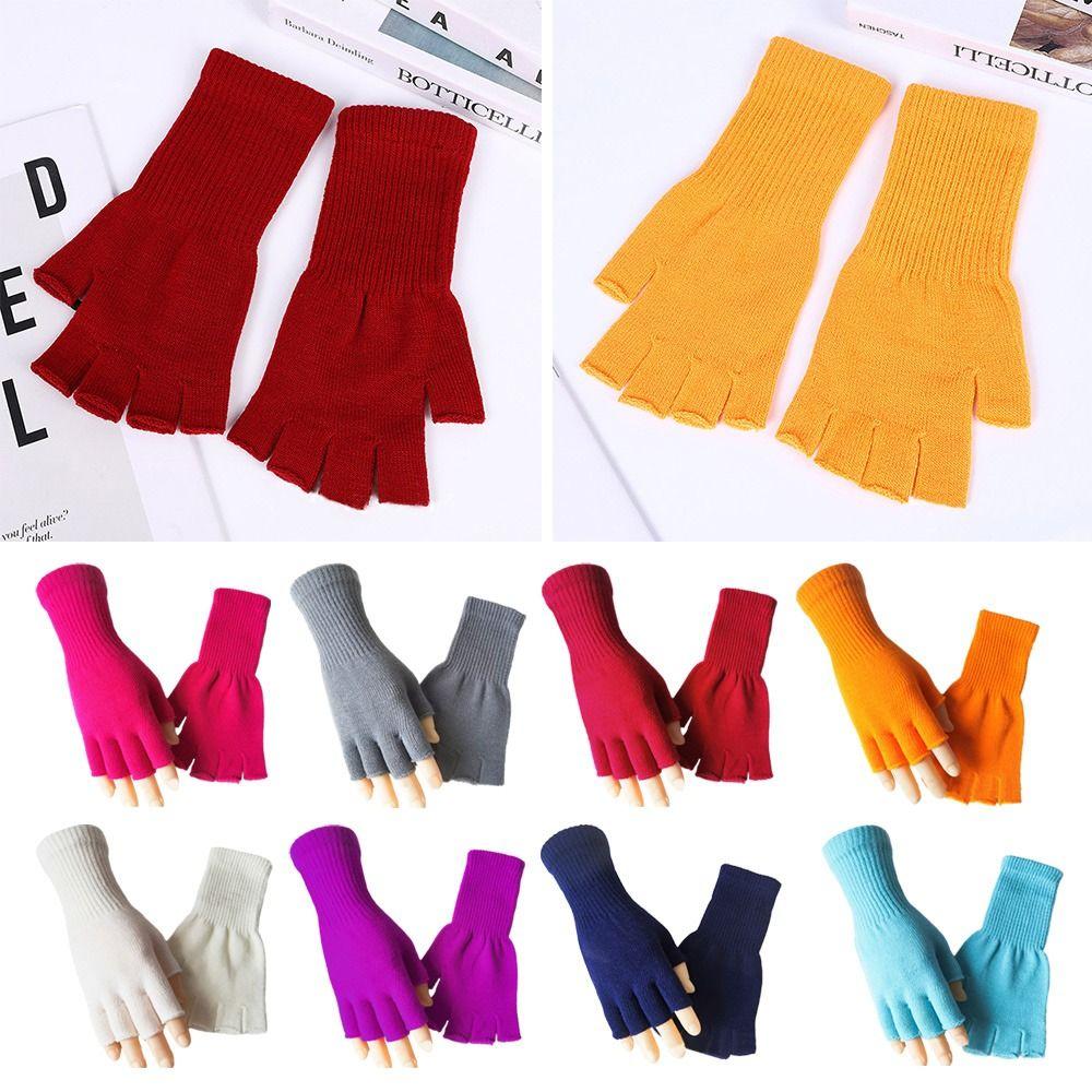 Длинные митенки без пальцев, утолщенные, зимние вязаные перчатки для мужчин и женщин