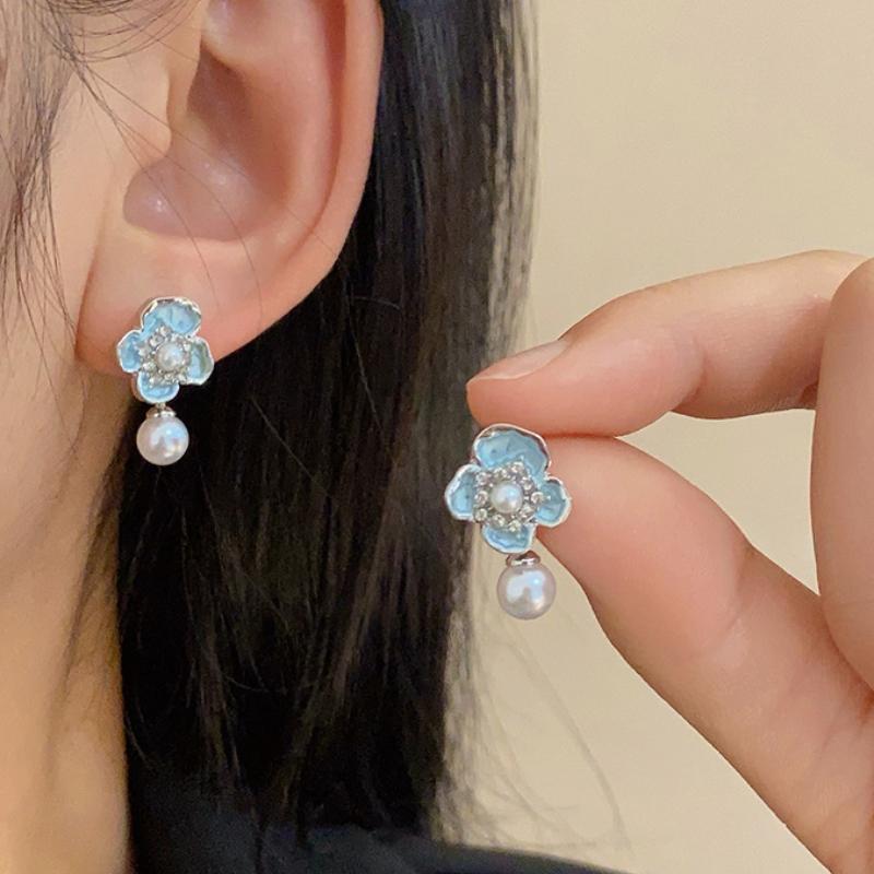 Новые индивидуальные простые серьги-джокеры с подвеской в ​​виде масляного цветка и жемчуга для женщин