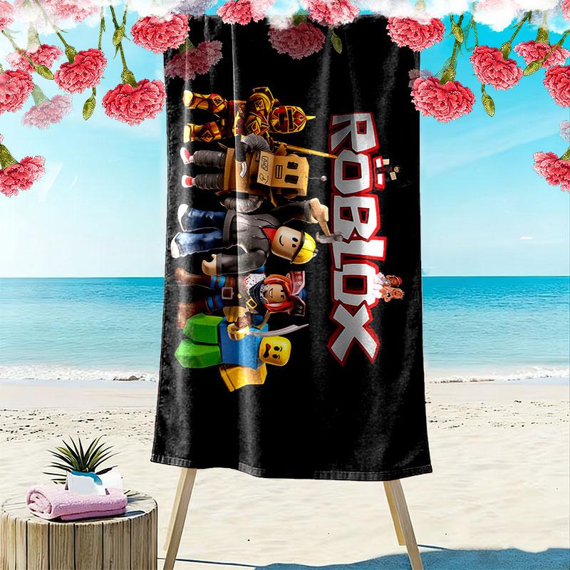 Roblox Cartoon Print Beach Towel, Large Soft Quick Dry Towel for Beach Camping Swimming
