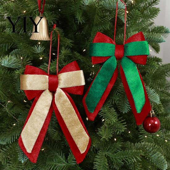 Christmas Tree Topper Bows Velvet Bow, Color Contrasting Wreath Bows, Holiday High Quality Fabric Bowknot Accessories for Wreath, Xmas Tree,