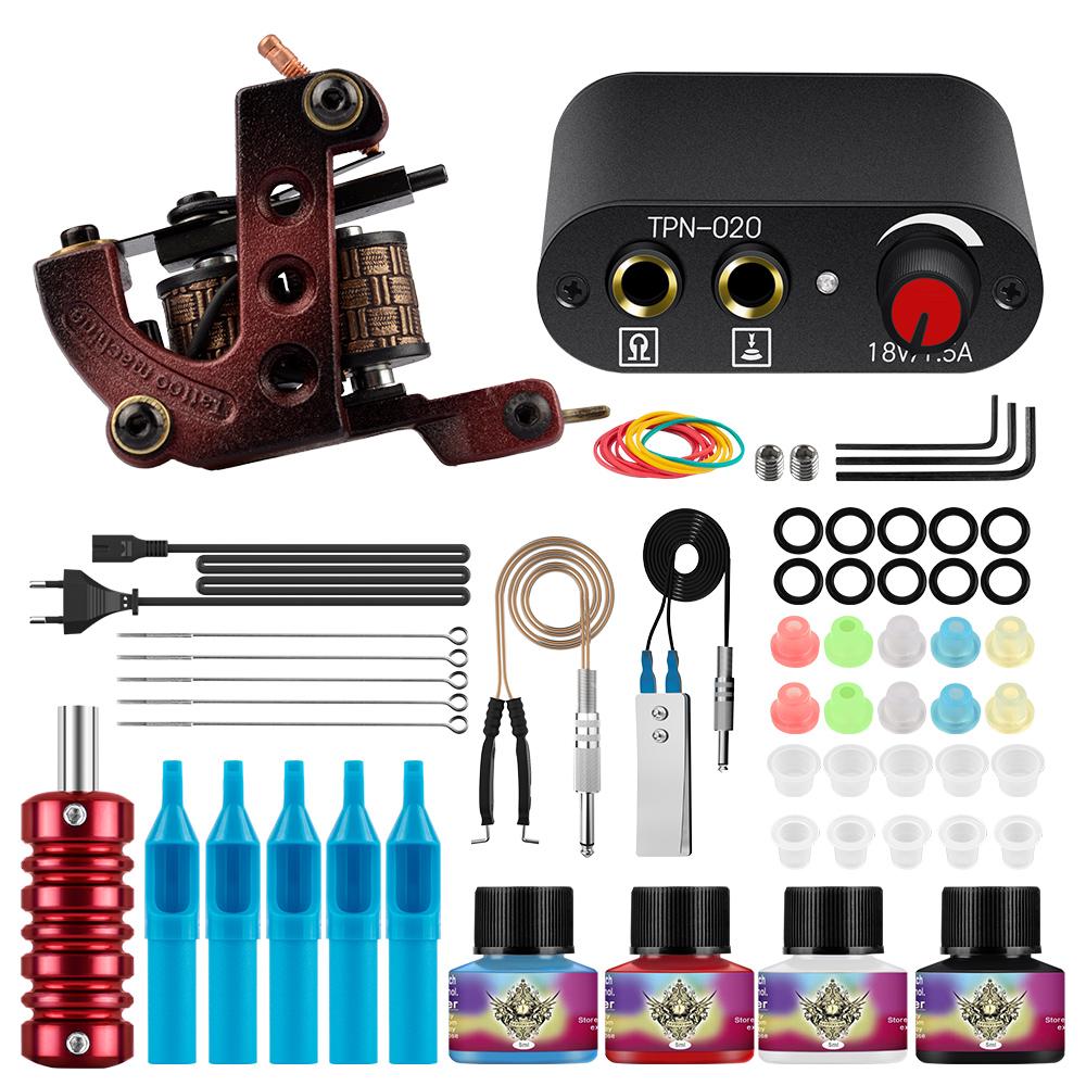 Комплект тату-машины PHOENIXY для начинающих, пистолет, источник питания, чернила премиум-класса, иглы, набор коробок, иглы с чернилами для татуировки, полный комплект