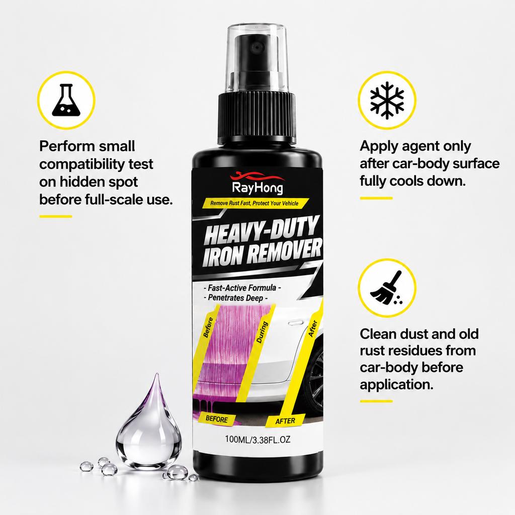 Heavy-Duty Iron Remover, Remove Rust & Stains, Easy-to-Use Liquid for Car Body & Metal Surfaces 100ml Metal Rust Remover Liquid