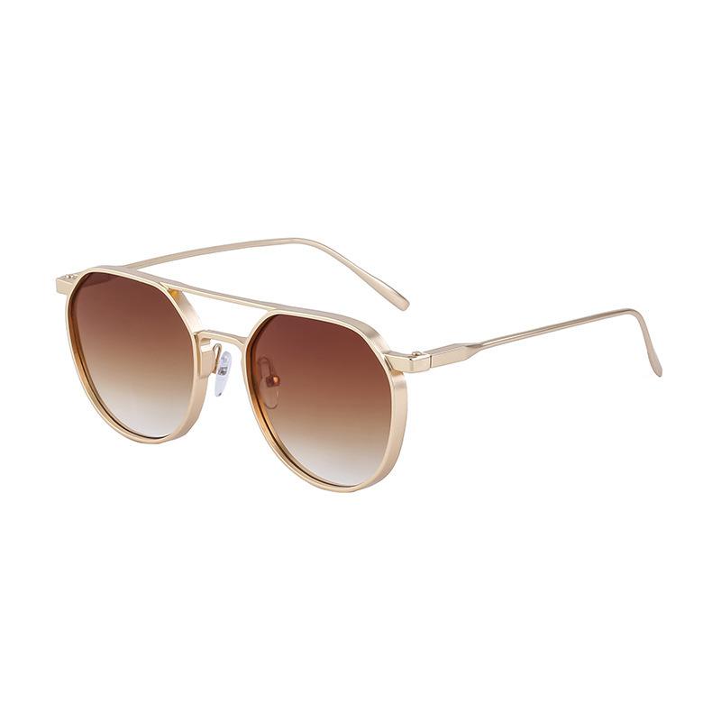 Vintage oval frame sunglasses men's metal double beam driving sunglasses shadesUV