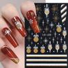 Nail Sticker Winter Christmas Tree Elk Snowflake Gold and Silver Sparkling Powder Back Adhesive Nail Sticker