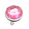 Кольцо из стерлингового серебра 925 пробы с натуральным розовым рубиллитом, размер 7 z1V43