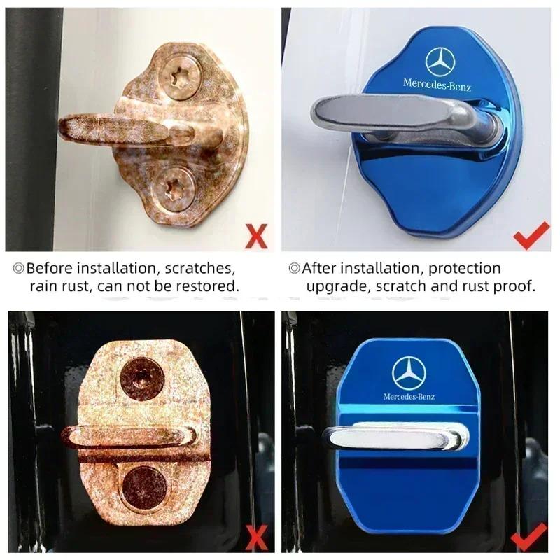 BTP5   4PCS Car Door Lock cover Protect Buckle Cover Latch Stop Anti Rust Car Accessories For Mercedes Benz W211 W210 W213 W203 W205