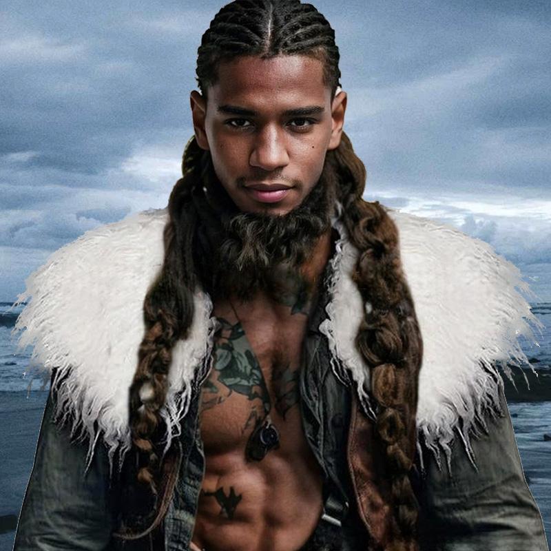 1Pc Viking Shawl Stage Performance Halloween Role Play Shoulder Wrap Medieval Warrior Collar Faux Fur Men Cape