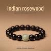 Red Sandalwood & Amber Bracelet with Hetian Jade Luck Charm - Unisex Prayer Beads
