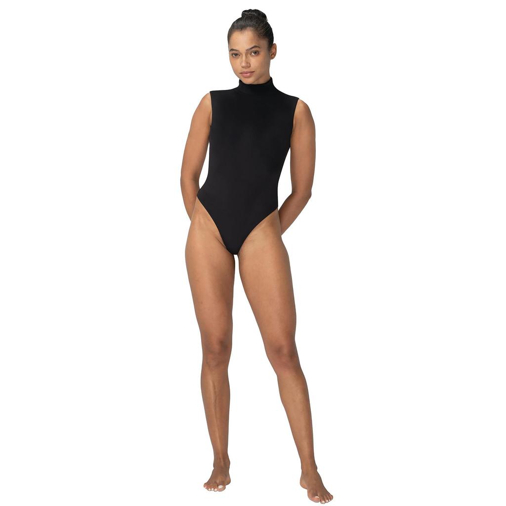 Боди без рукавов с имитацией водолазки, сексуальные топы с высоким воротом, трико с острыми краями