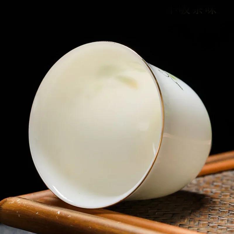 Chinese Cup Tea White Porcelain Retro Style 80ml Teahouse Masters Cup 50ml Ceramics Sake Cup Household Tea Bowl Kung Fu Tea Set