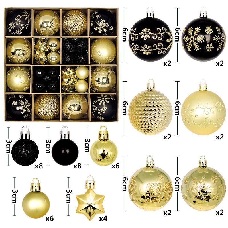 Modern Minimalist Plastic Christmas Ornament Set 44pcs Holiday Tree Decorations Gift Box